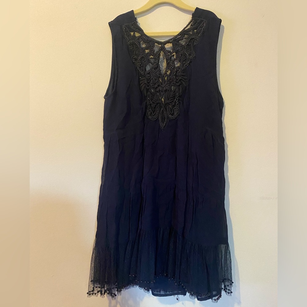 Blue sheer and embroidery dress